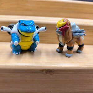 Vintage Pokemon Pencil Topper Lot - Blastoise (1999 TOMY) & Entei (Sasco)
